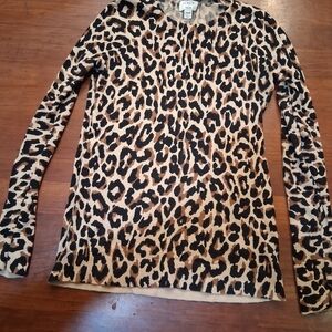 J. Crew Factory Animal Print Crew Neck Sweater